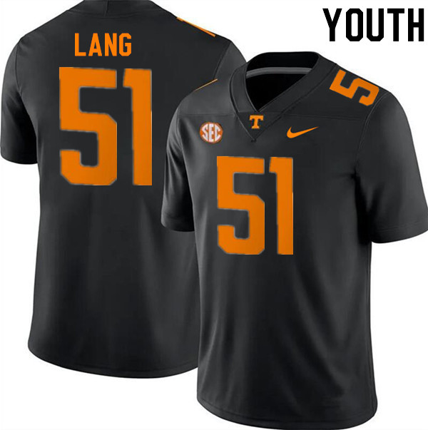 Youth #51 Vysen Lang Tennessee Volunteers College Football Jerseys Stitched-Black